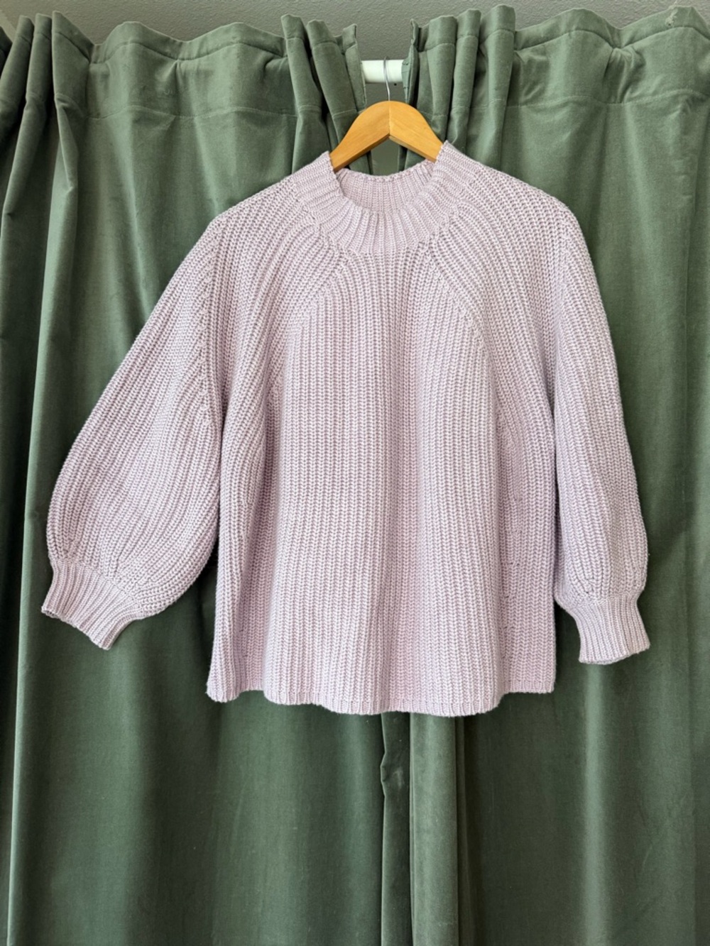 Apiece Apart Eco Nueva Merel Sweater in Sheer Lilac | cropped cotton sweater - Picture 3 of 5
